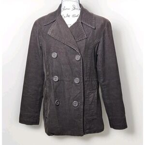 Bass G.H. Bass Corduroy Double Breasted Coat Womens Sz M Brown Jacket Lined VTG